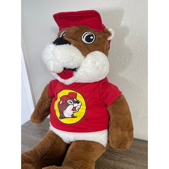 Buc-ee's Beaver Mascot Plush Toy 27" Red Shirt Hat Logo Stuffed Animal Texas Gas - Picture 6 of 13